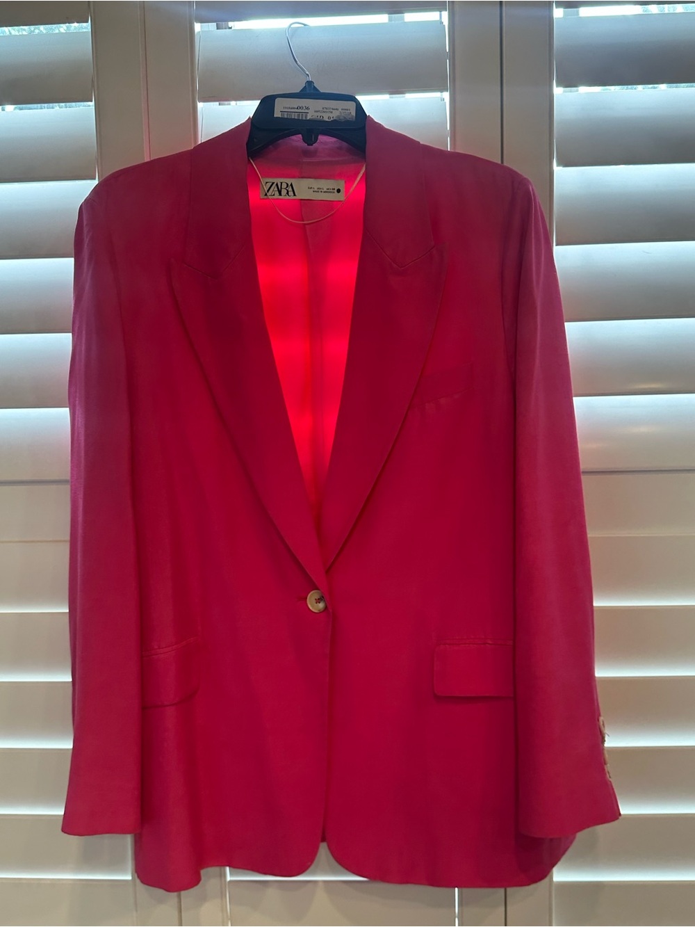 Zara Bright Pink Single-Button Blazer
